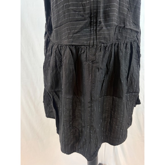 Black Silver Pinstripe Peplum Camisole V-Neck Tank Top Sleeveless Size 2X - Picture 6 of 8